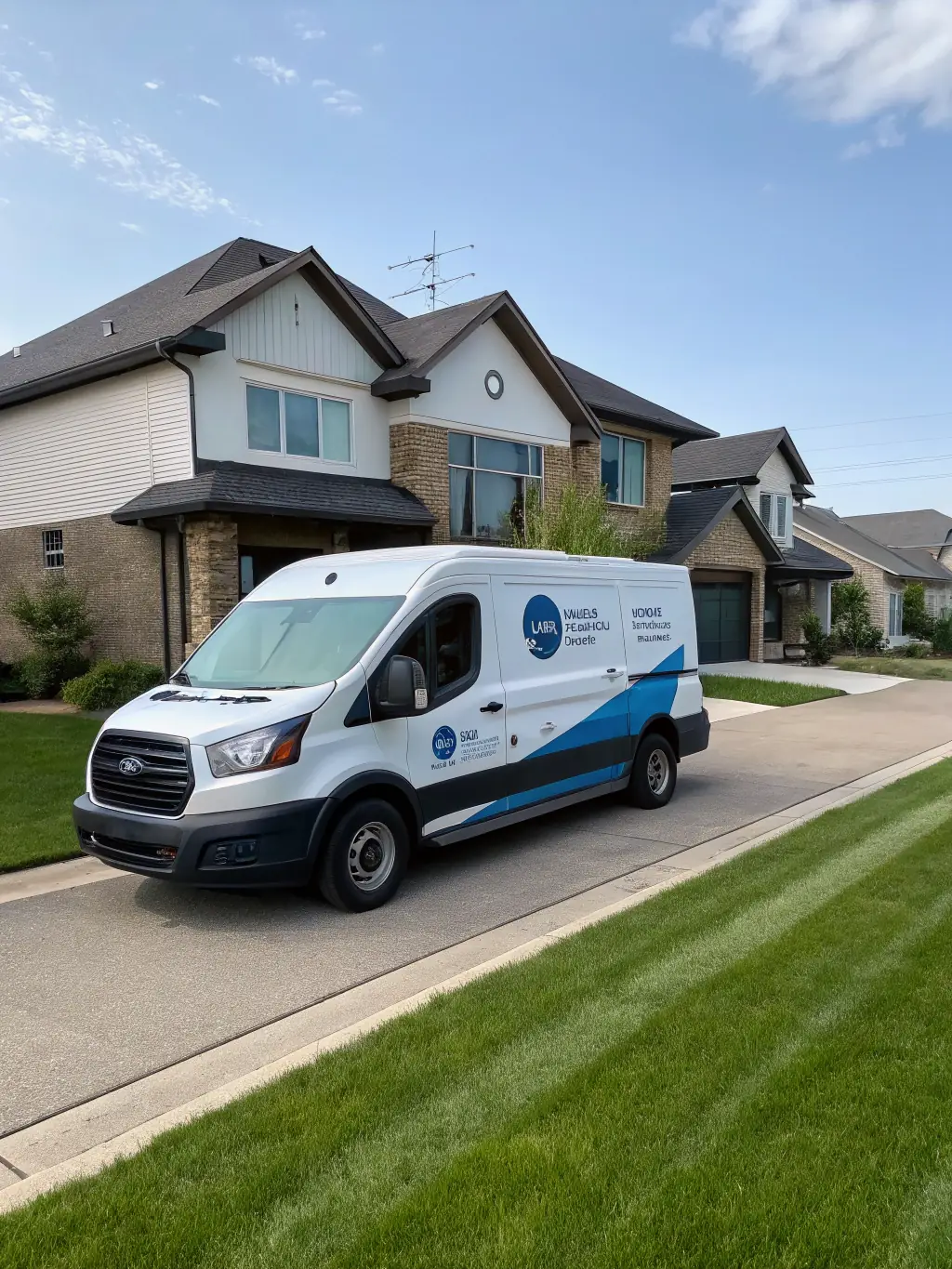 A photo of a Sentinel Power Wash LLC truck parked in front of a clean and revitalized house, emphasizing their professionalism and reliability.